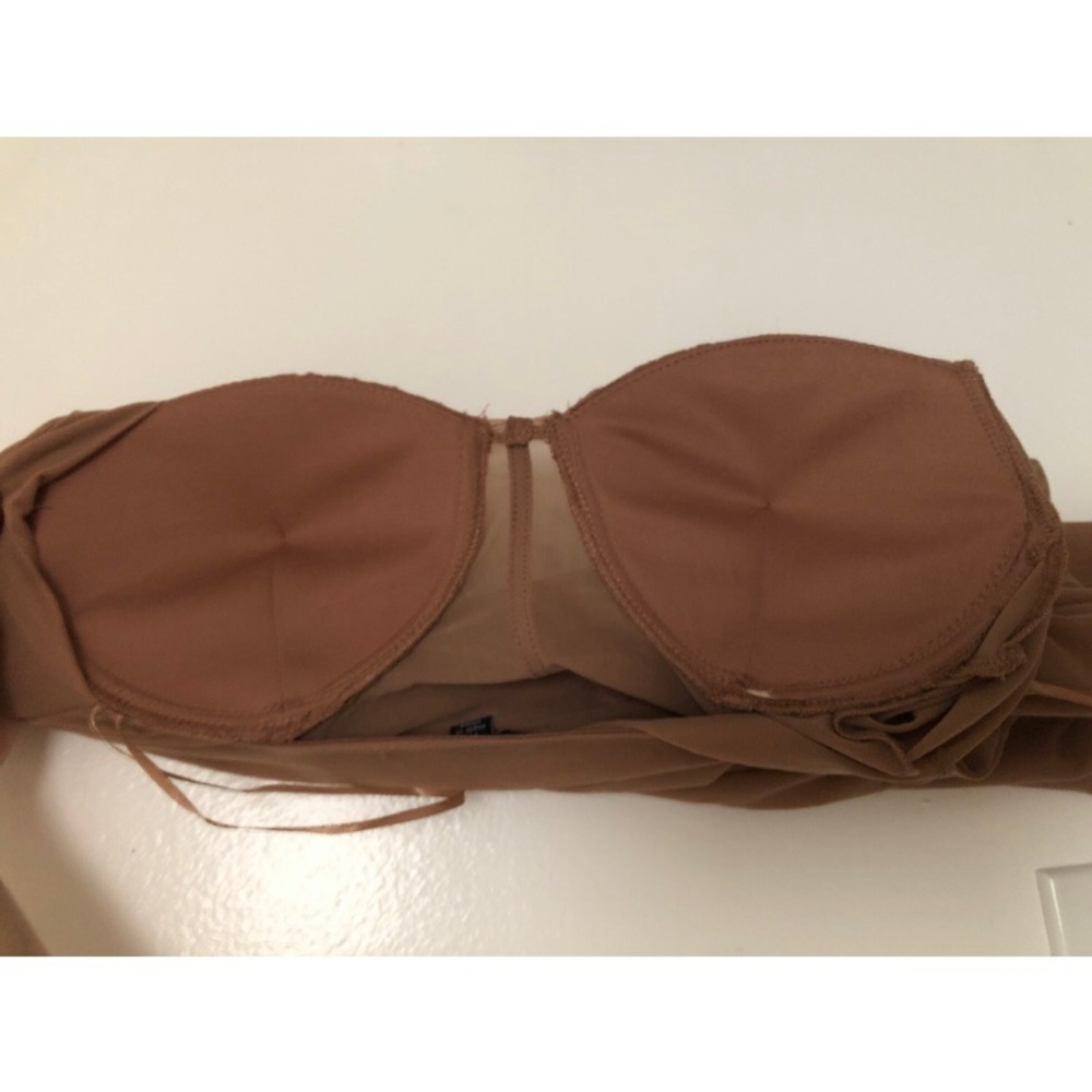 Nude Tan Bodysuit Sheer With Corset Style Bodice by Haute Monde Size Medium - Picture 9 of 9